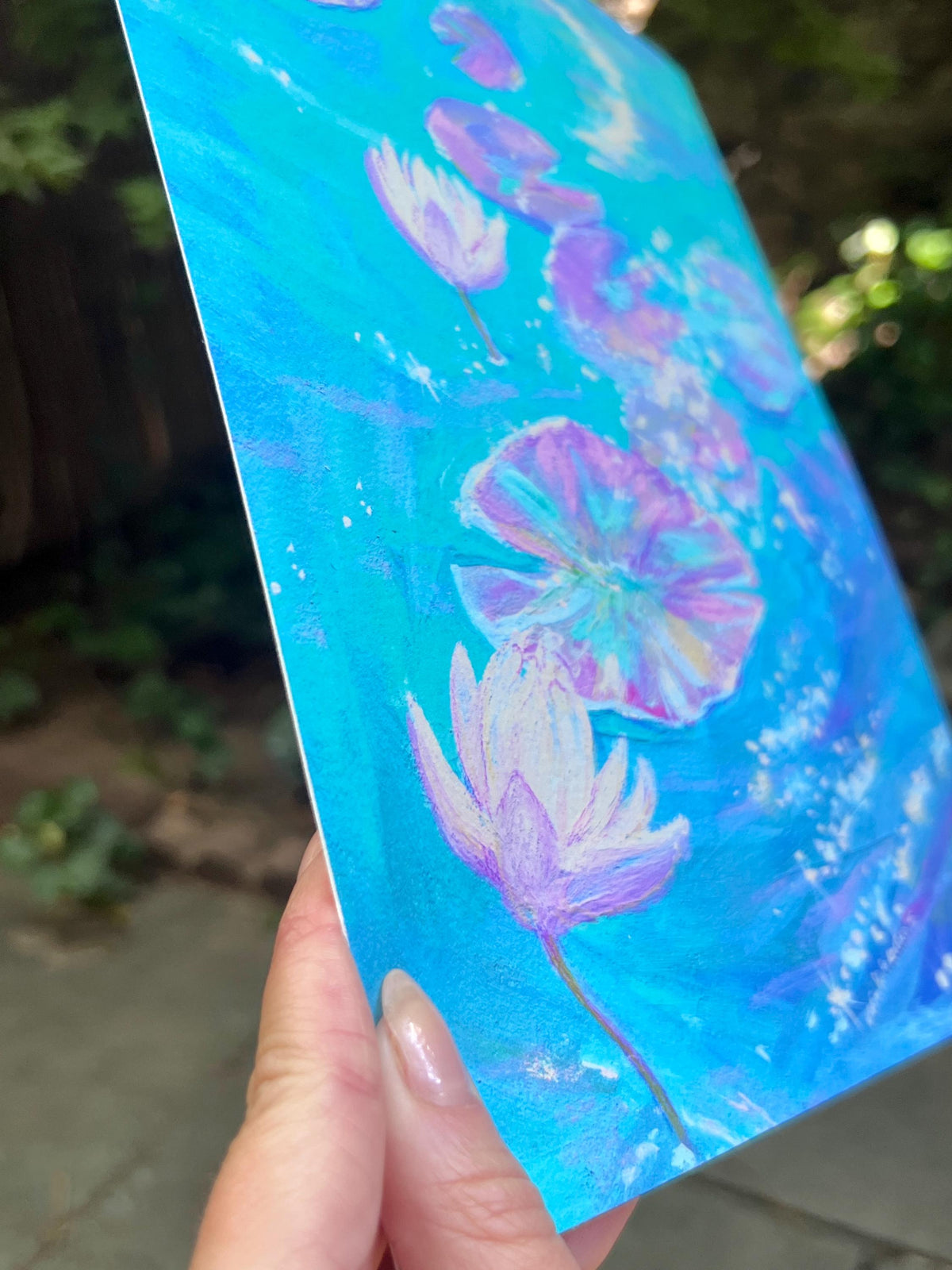 Moonlit Water Lilies Art Print: "I Wish You more than a Kinder Sea" from original Gouache Painting