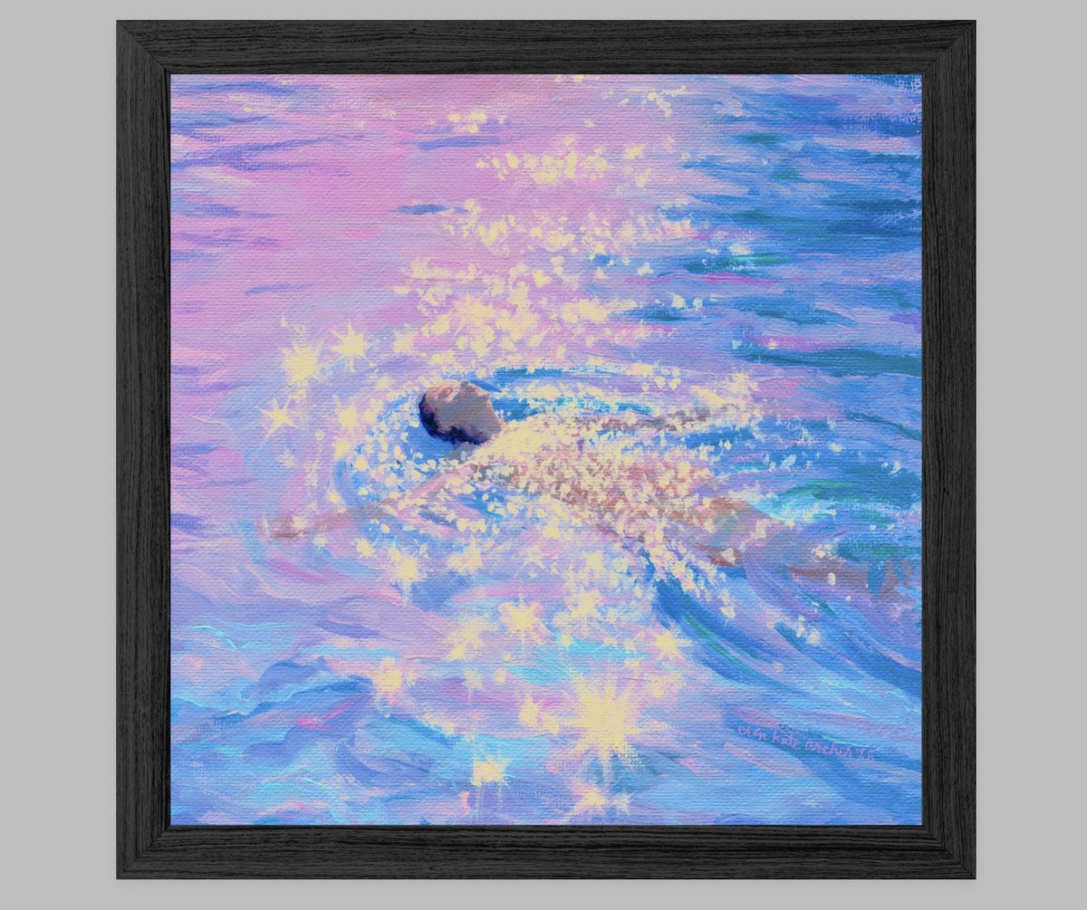 loinnir held - art print from original acrylic painting of swimmer in sparkling water