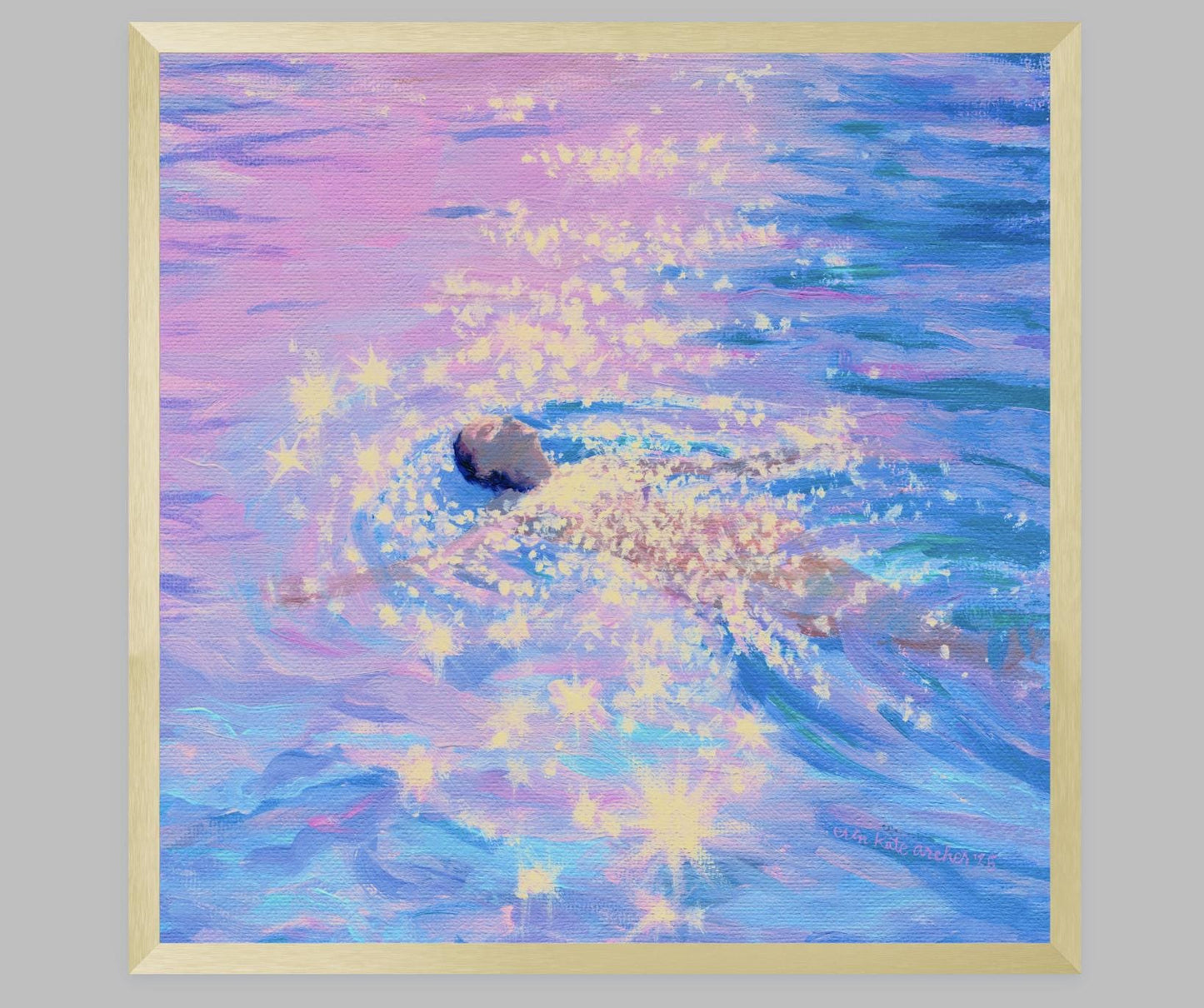 loinnir held - art print from original acrylic painting of swimmer in sparkling water
