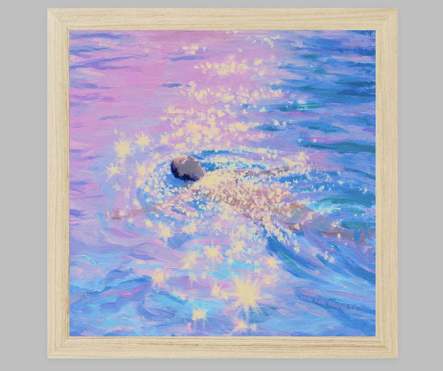loinnir held - art print from original acrylic painting of swimmer in sparkling water