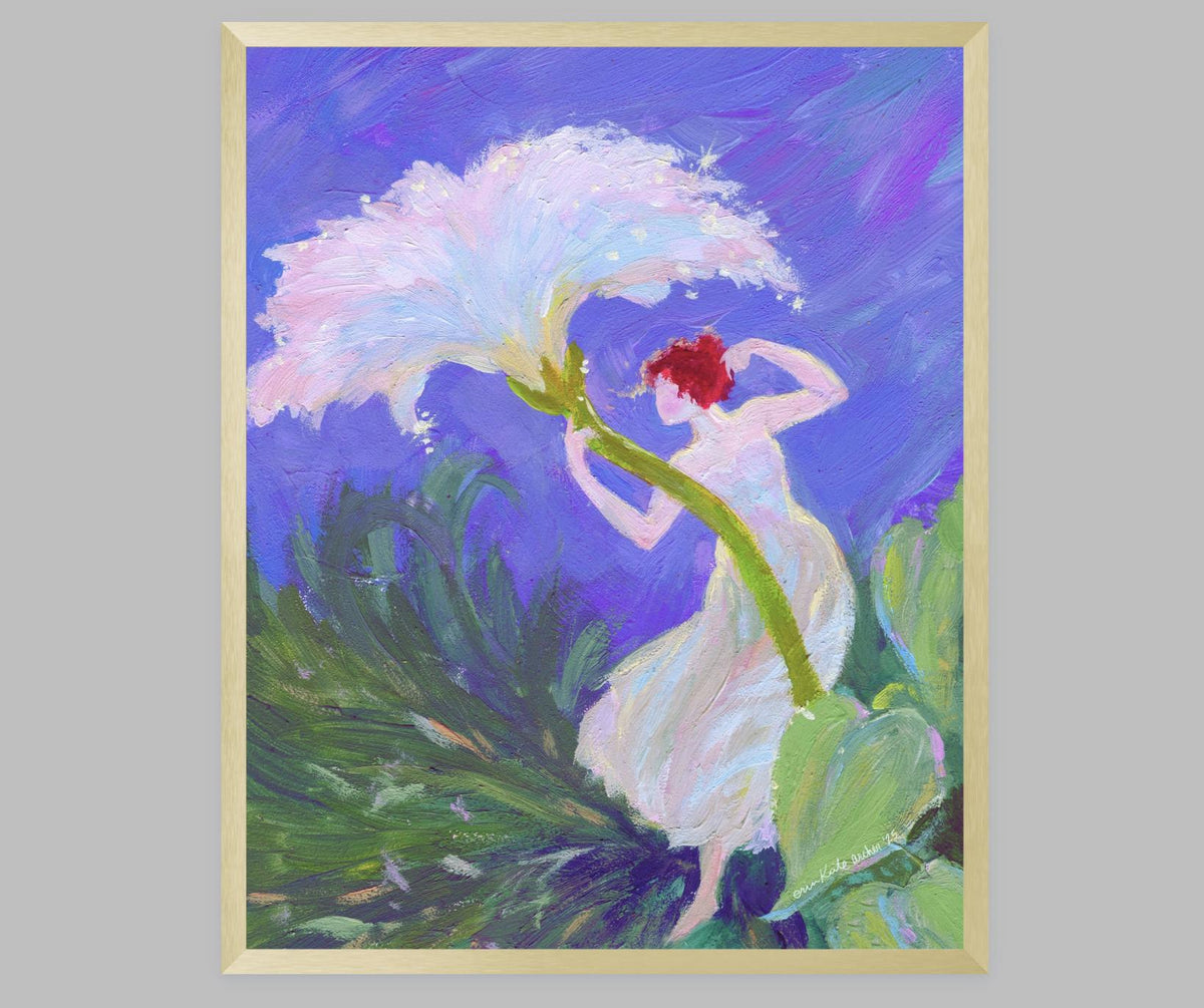 marvelous dancer you are - art print from original goauche painting, fae & flower