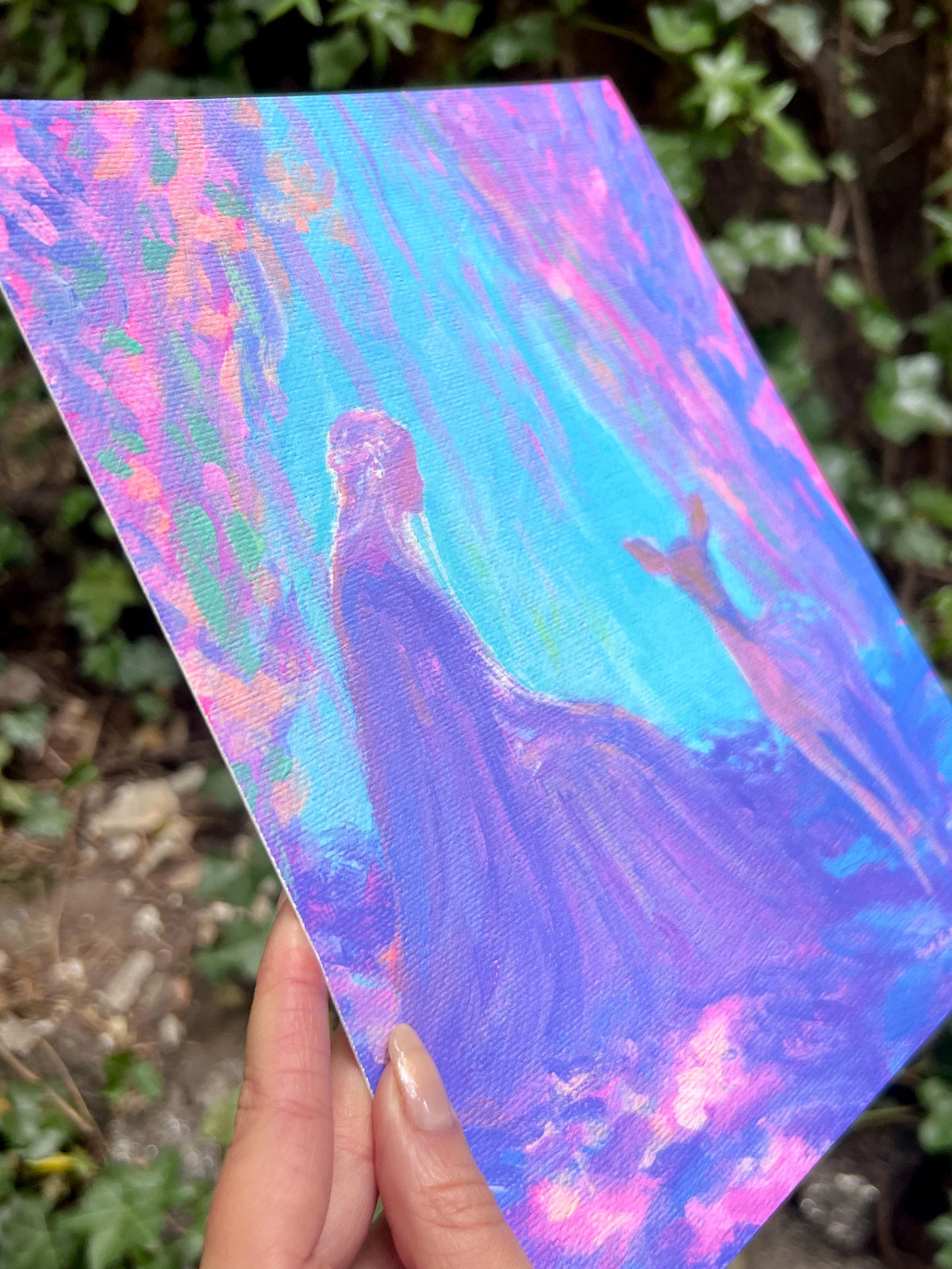 Fantasy Art Print: "the lady and the fawn" from original acrylic painting - inspired by fantasy novels and fairy tales