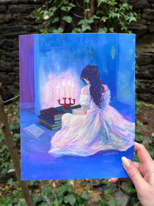 Romantic Art Print: "under the opera house" from original Gouache Painting - inspired by POTO, musicals, and books