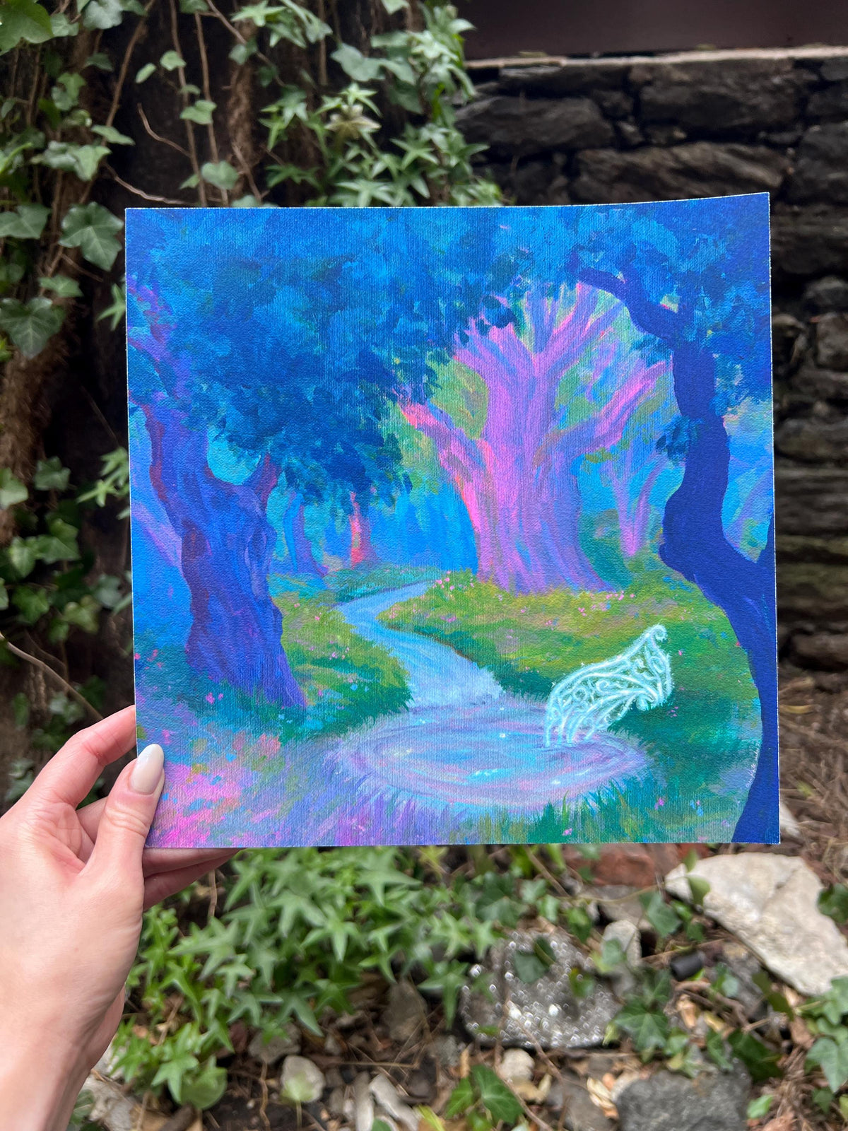 healing spring - fantasy landscape art print from original acrylic painting