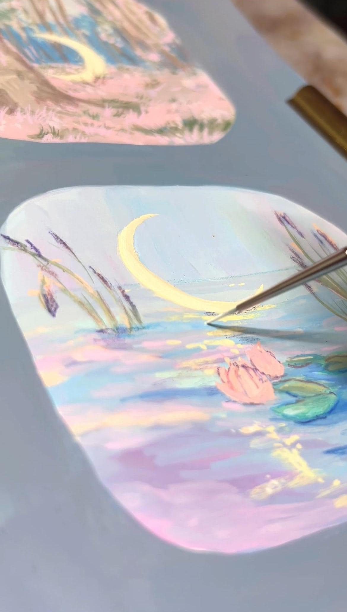 moonlit fantasy landscapes art print from original gouache painting