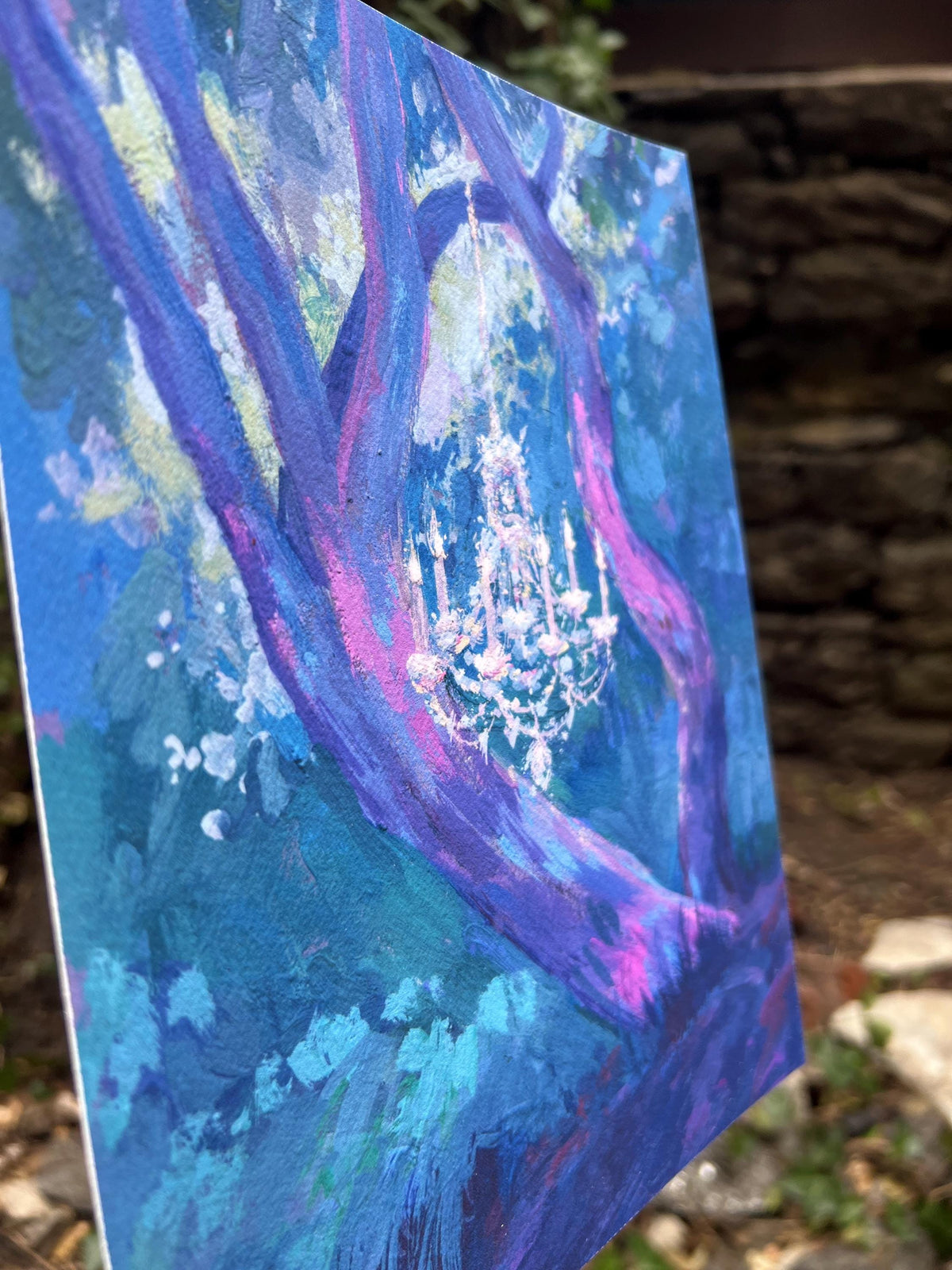 chandelier in the forest (definitely not a fae trap) art print from original gouache painting