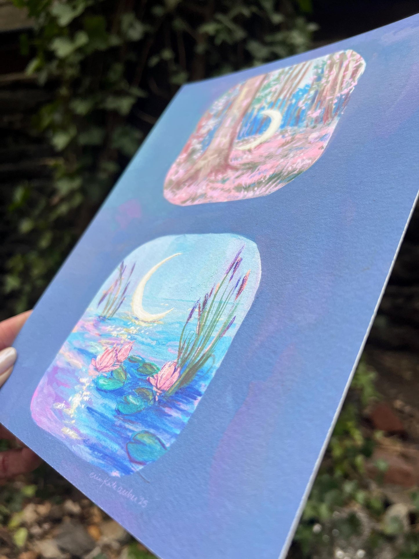 moonlit fantasy landscapes art print from original gouache painting