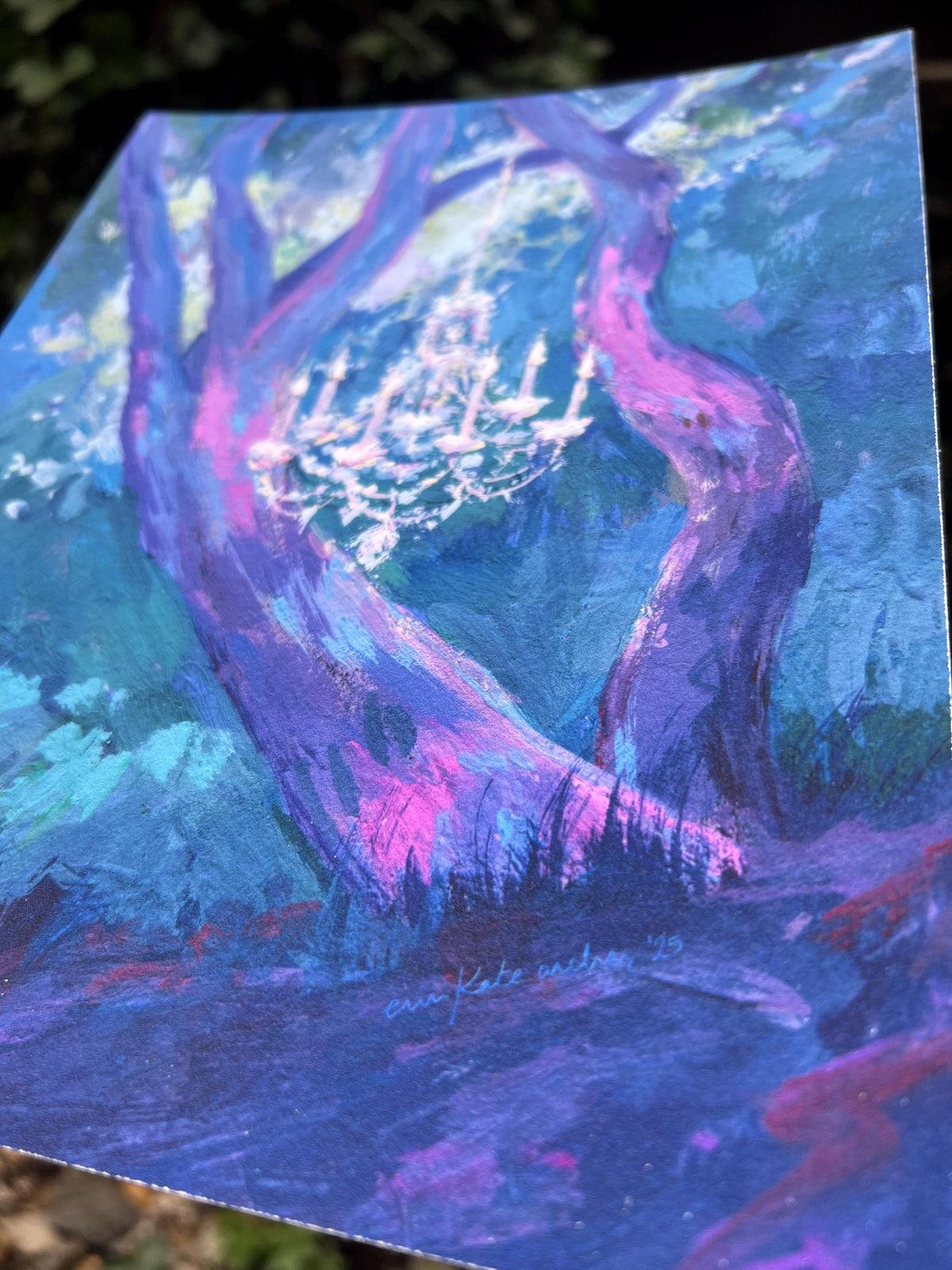 chandelier in the forest (definitely not a fae trap) art print from original gouache painting
