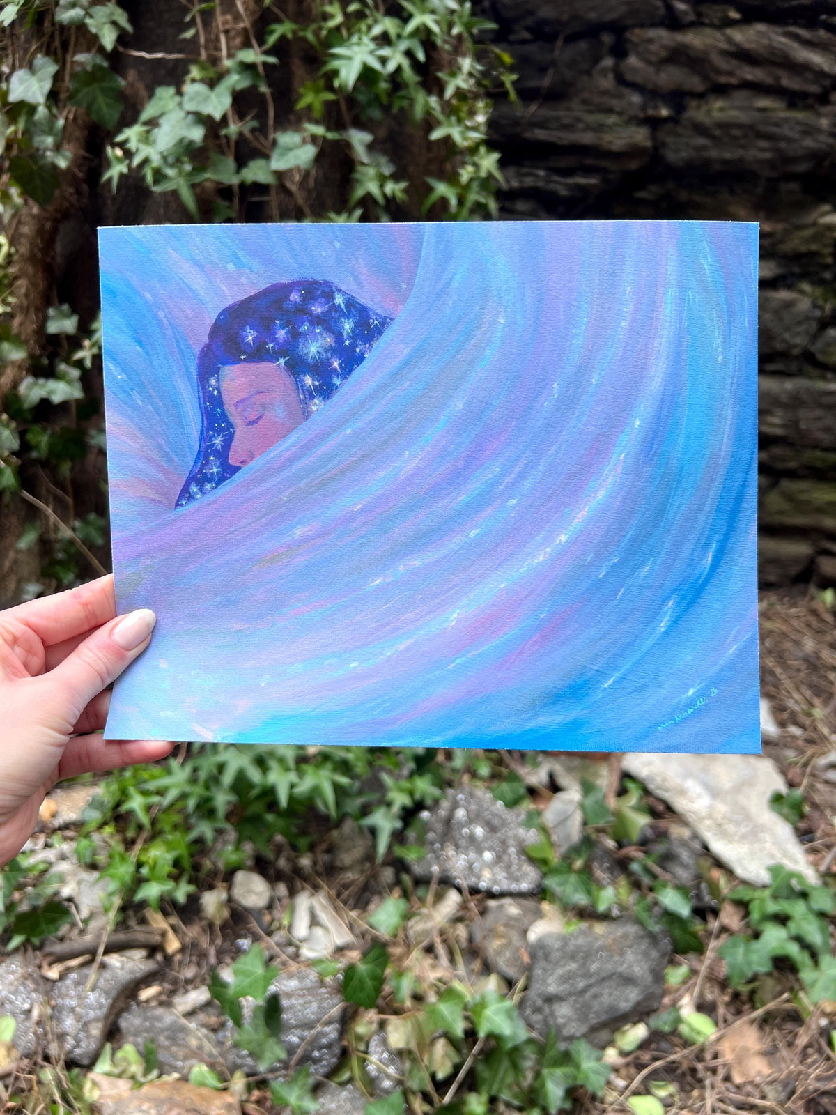 brush the stars from your hair - art print from original acrylic painting
