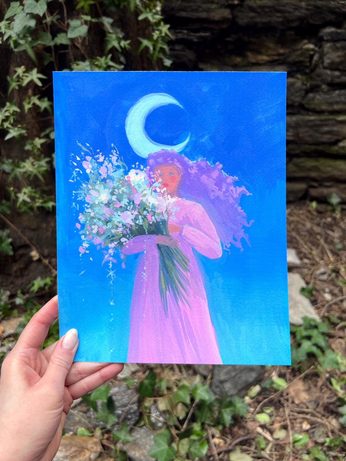 moondew - art print from original gouache painting - magical celestial fairytale