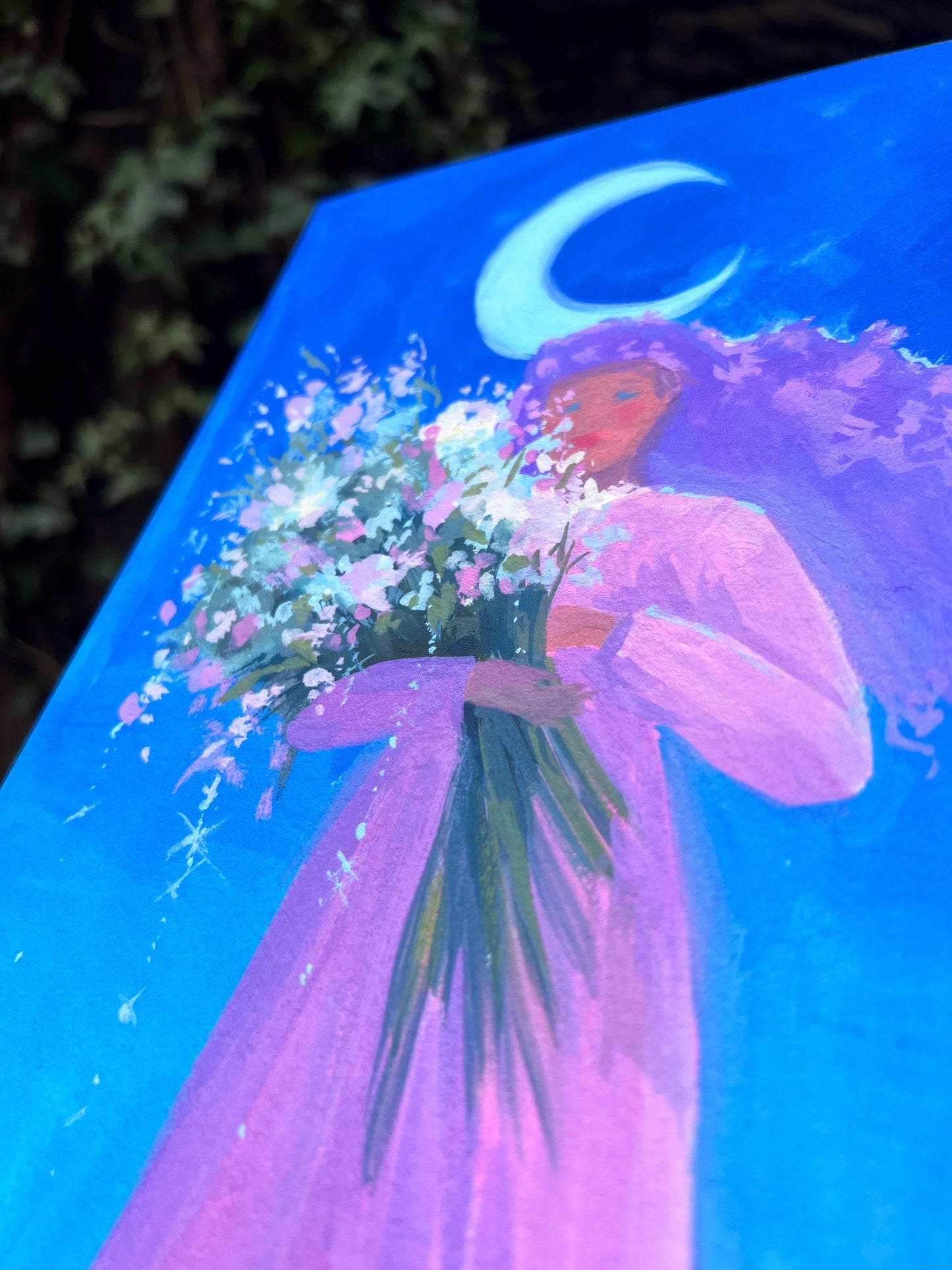 moondew - art print from original gouache painting - magical celestial fairytale