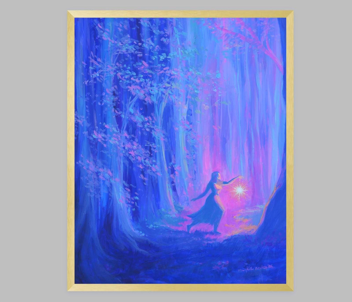 out with lanterns - fantasy art print from original acrylic painting