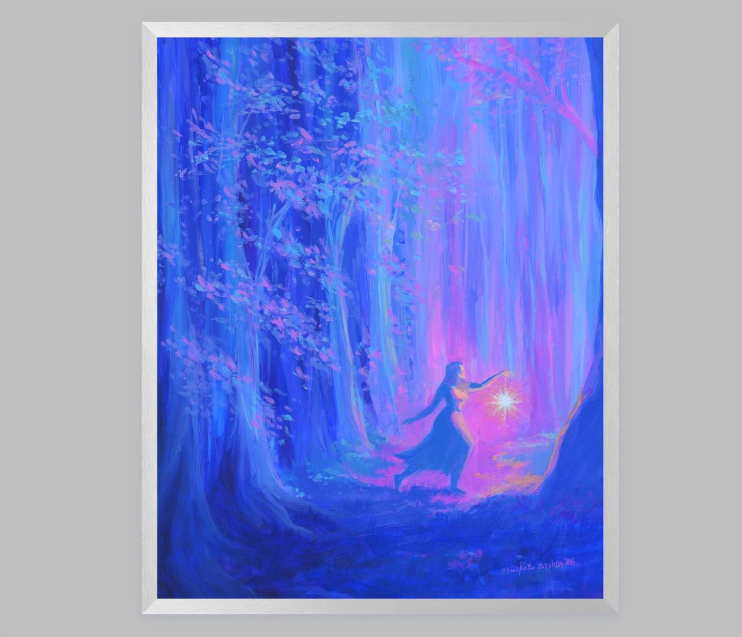 out with lanterns - fantasy art print from original acrylic painting