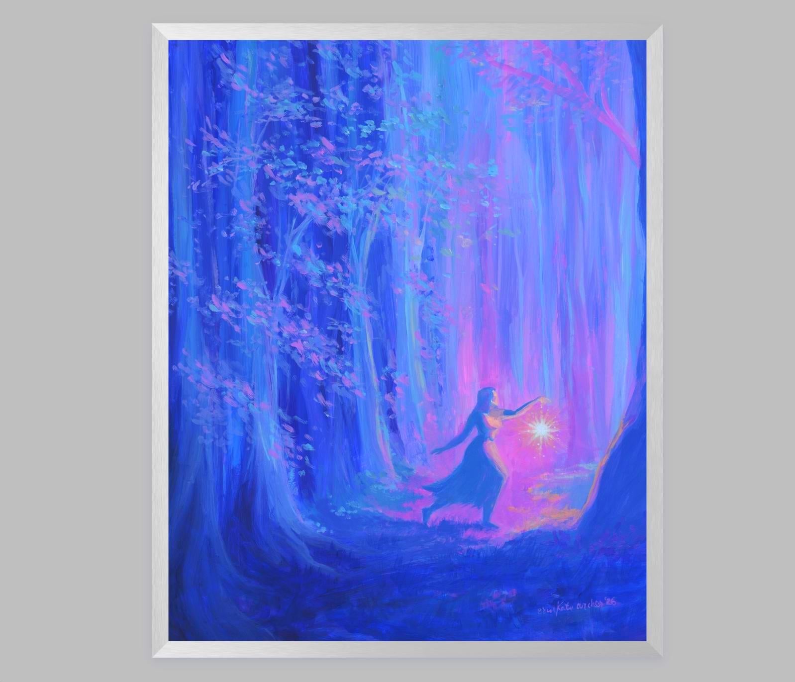 out with lanterns - fantasy art print from original acrylic painting