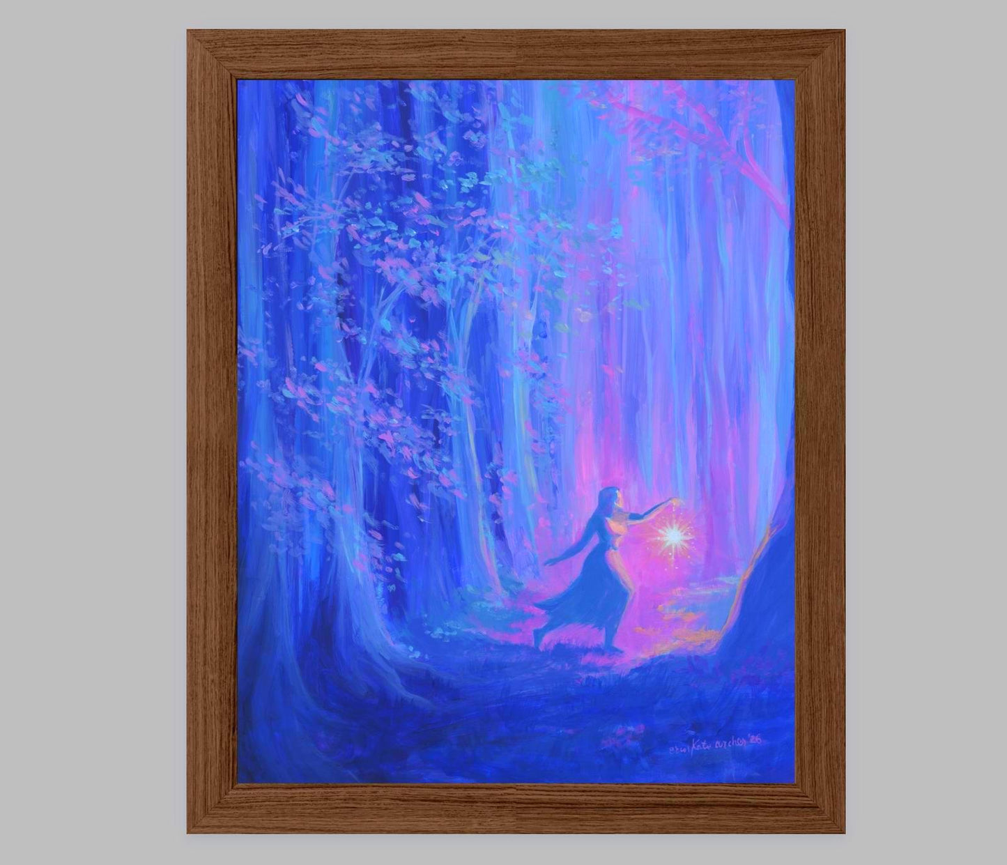 out with lanterns - fantasy art print from original acrylic painting