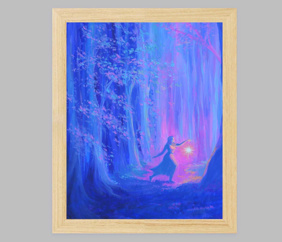 out with lanterns - fantasy art print from original acrylic painting