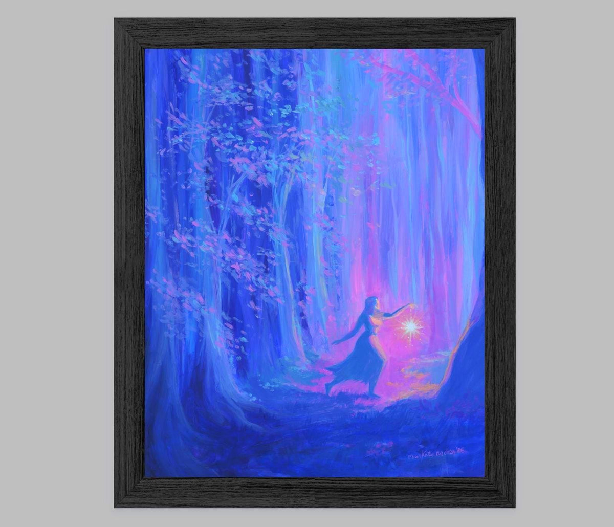 out with lanterns - fantasy art print from original acrylic painting
