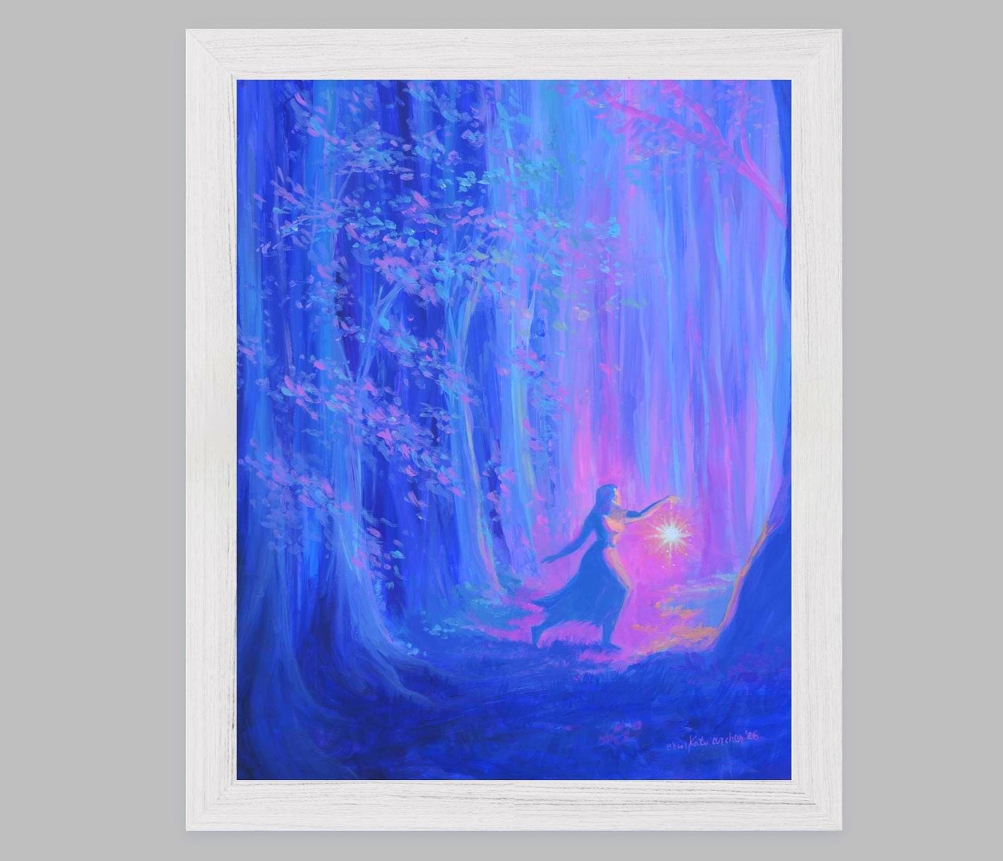 out with lanterns - fantasy art print from original acrylic painting