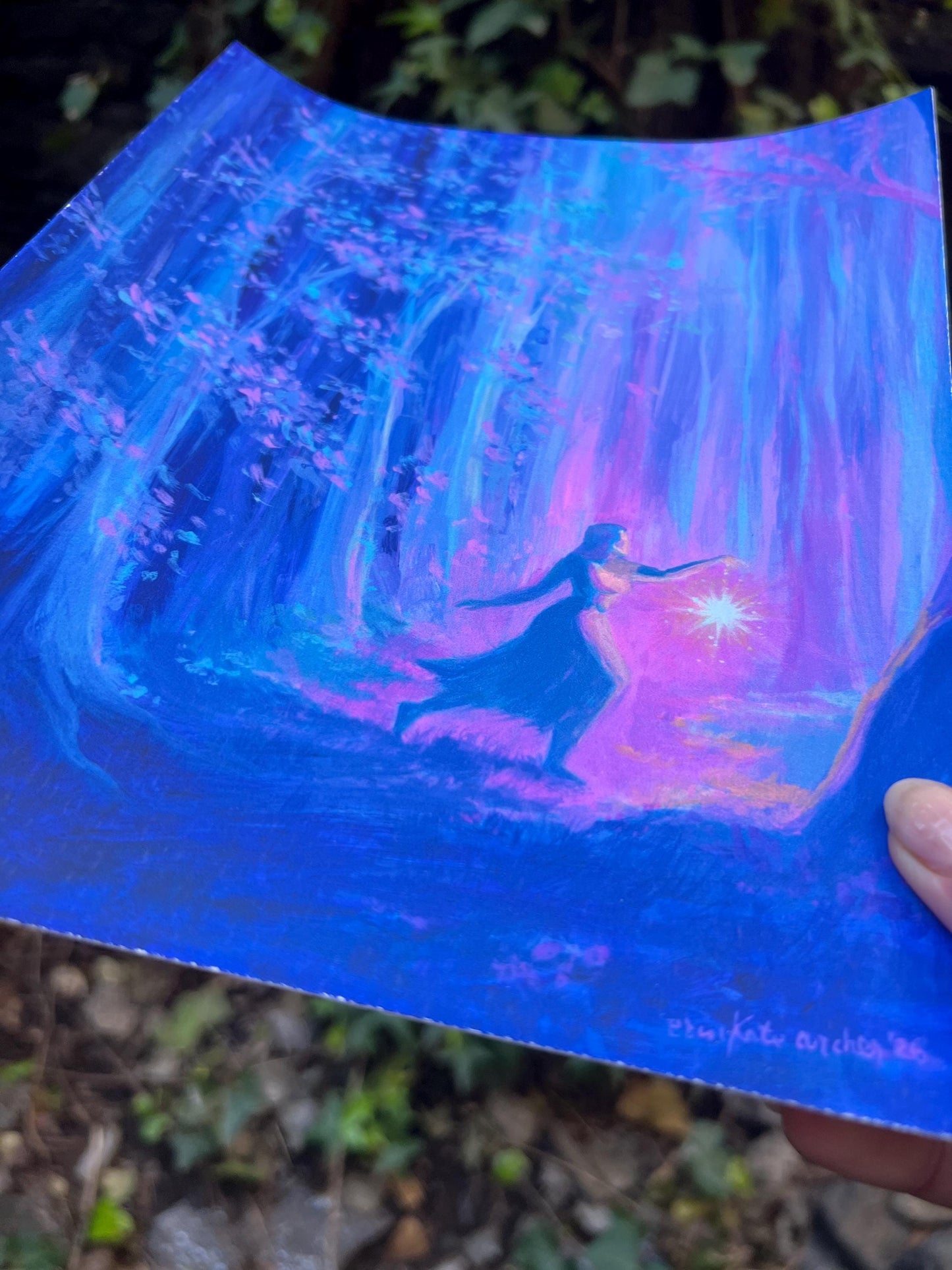 out with lanterns - fantasy art print from original acrylic painting