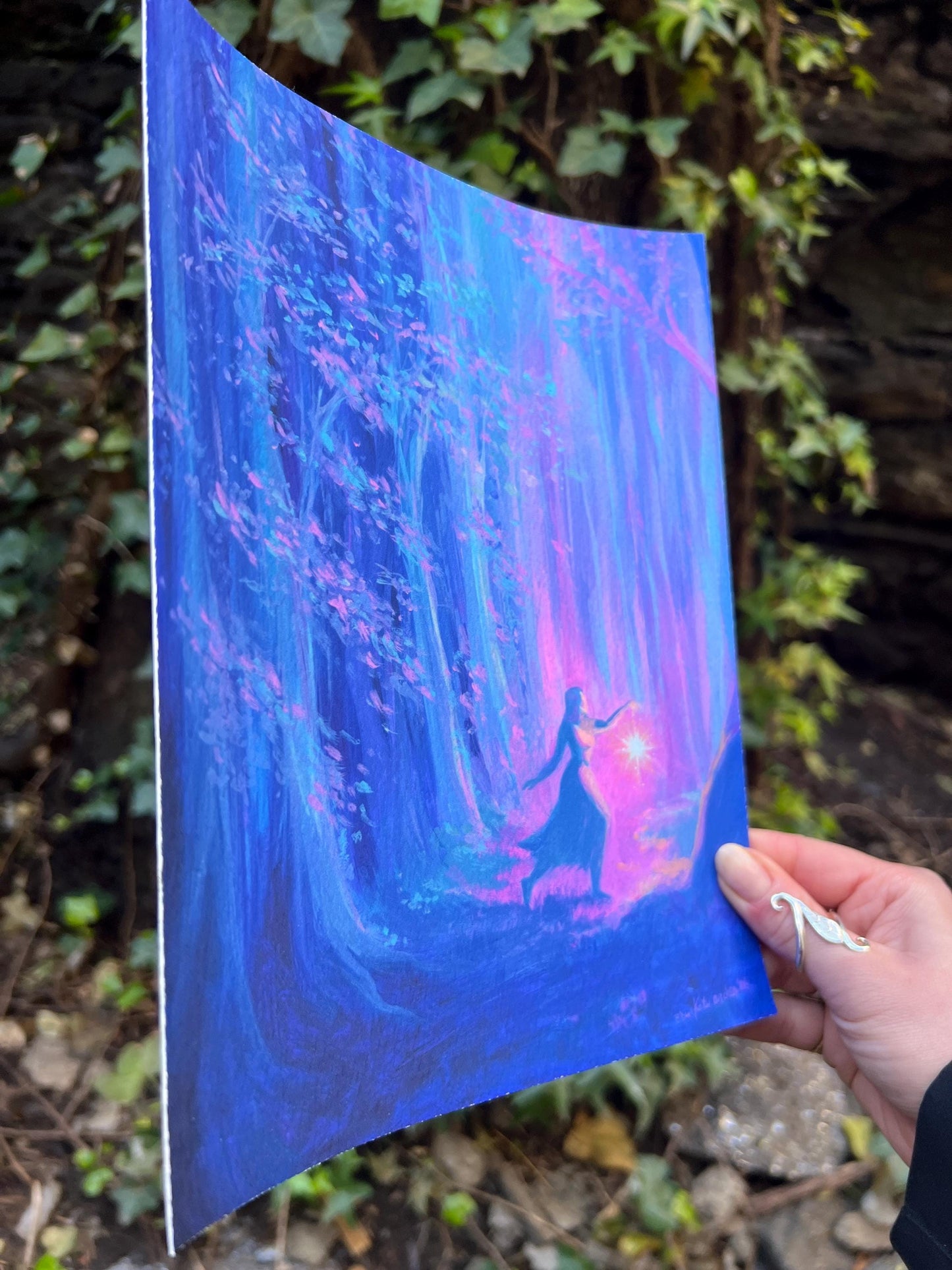 out with lanterns - fantasy art print from original acrylic painting