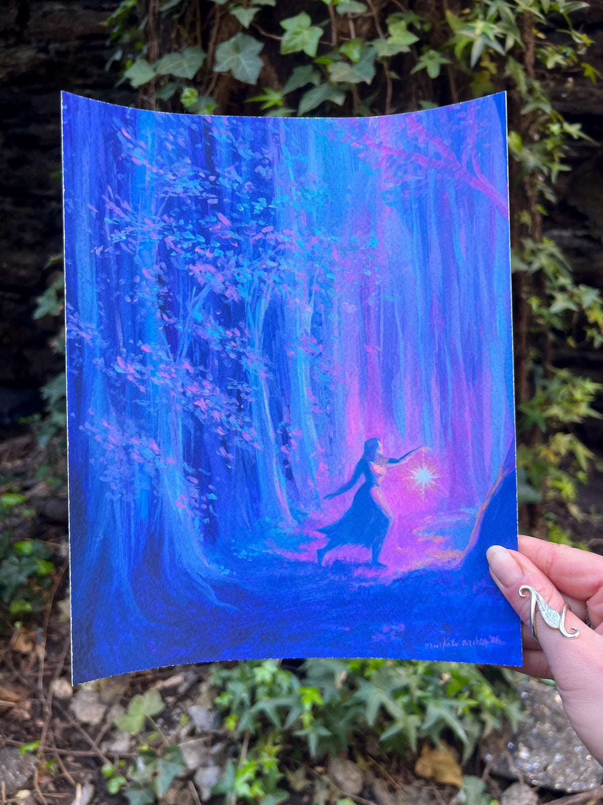 out with lanterns - fantasy art print from original acrylic painting