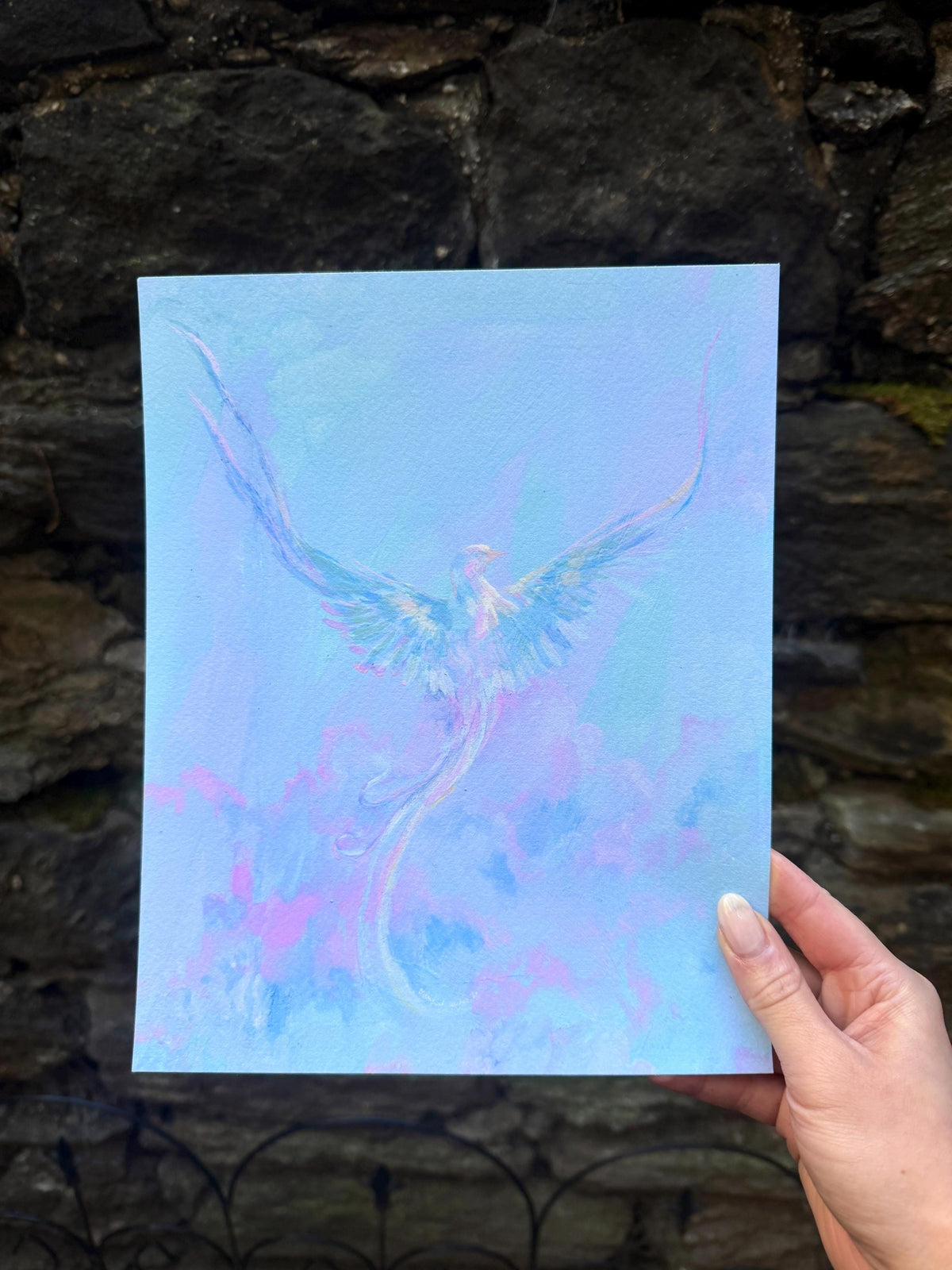 pheonix rising- fantasy creature illustration art print from original gouache painting