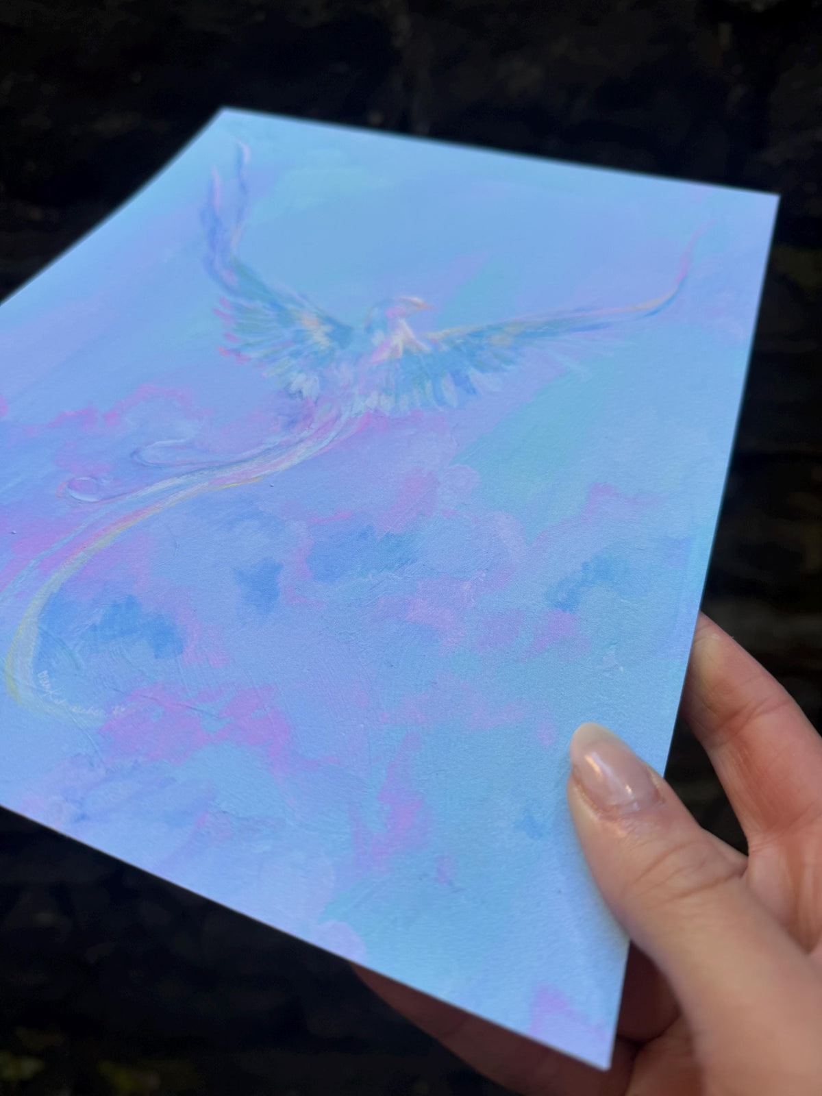pheonix rising- fantasy creature illustration art print from original gouache painting