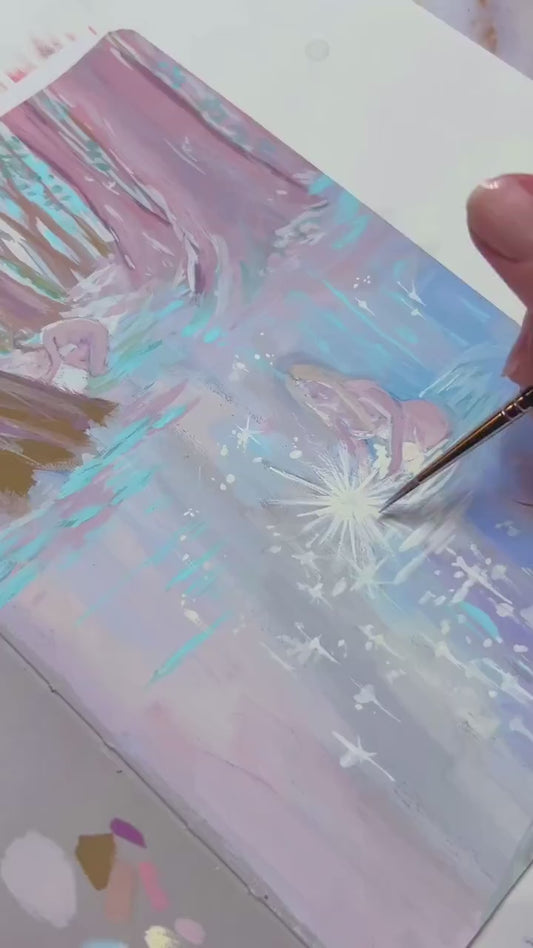 liquid light - art print from original gouache painting - calming magical romantic pastel-color