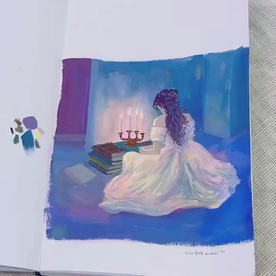 Romantic Art Print: "under the opera house" from original Gouache Painting -  inspired by POTO, musicals, and books