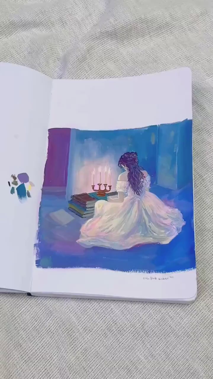 Romantic Art Print: "under the opera house" from original Gouache Painting -  inspired by POTO, musicals, and books