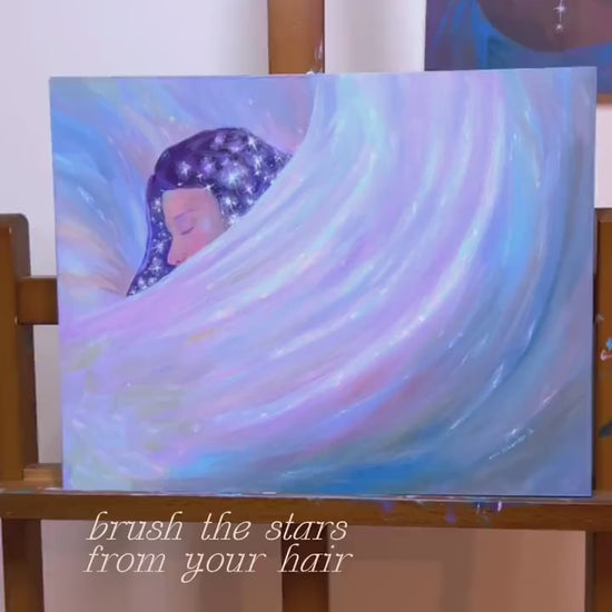brush the stars from your hair - art print from original acrylic painting