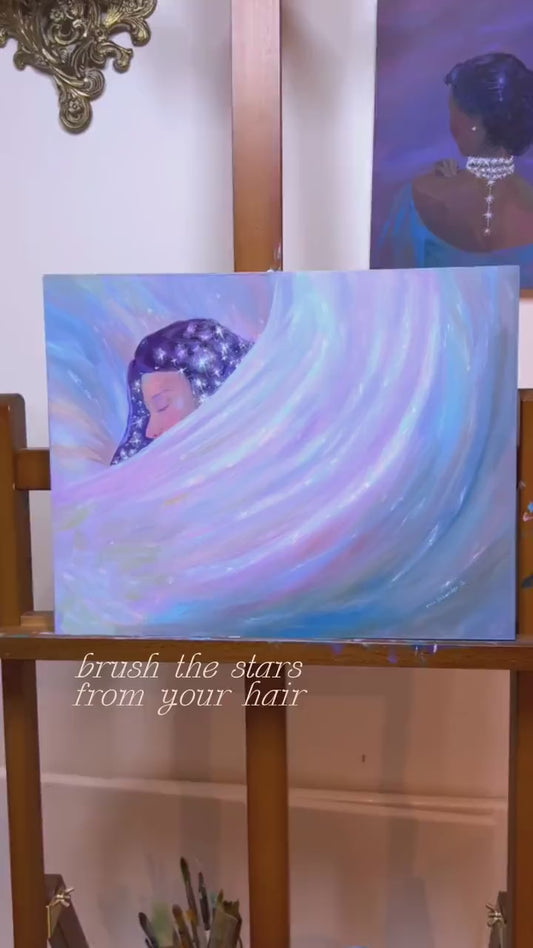 brush the stars from your hair - art print from original acrylic painting