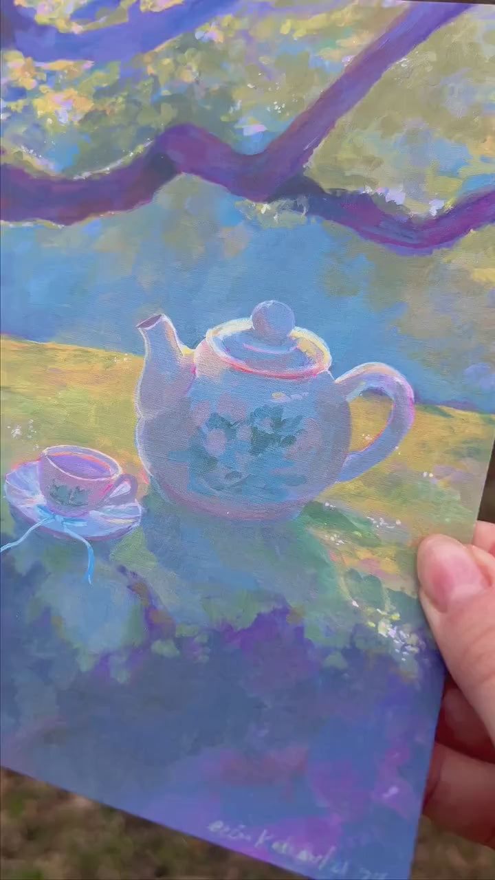 sylvan tea - art print from original acrylic painting - romantic and calming