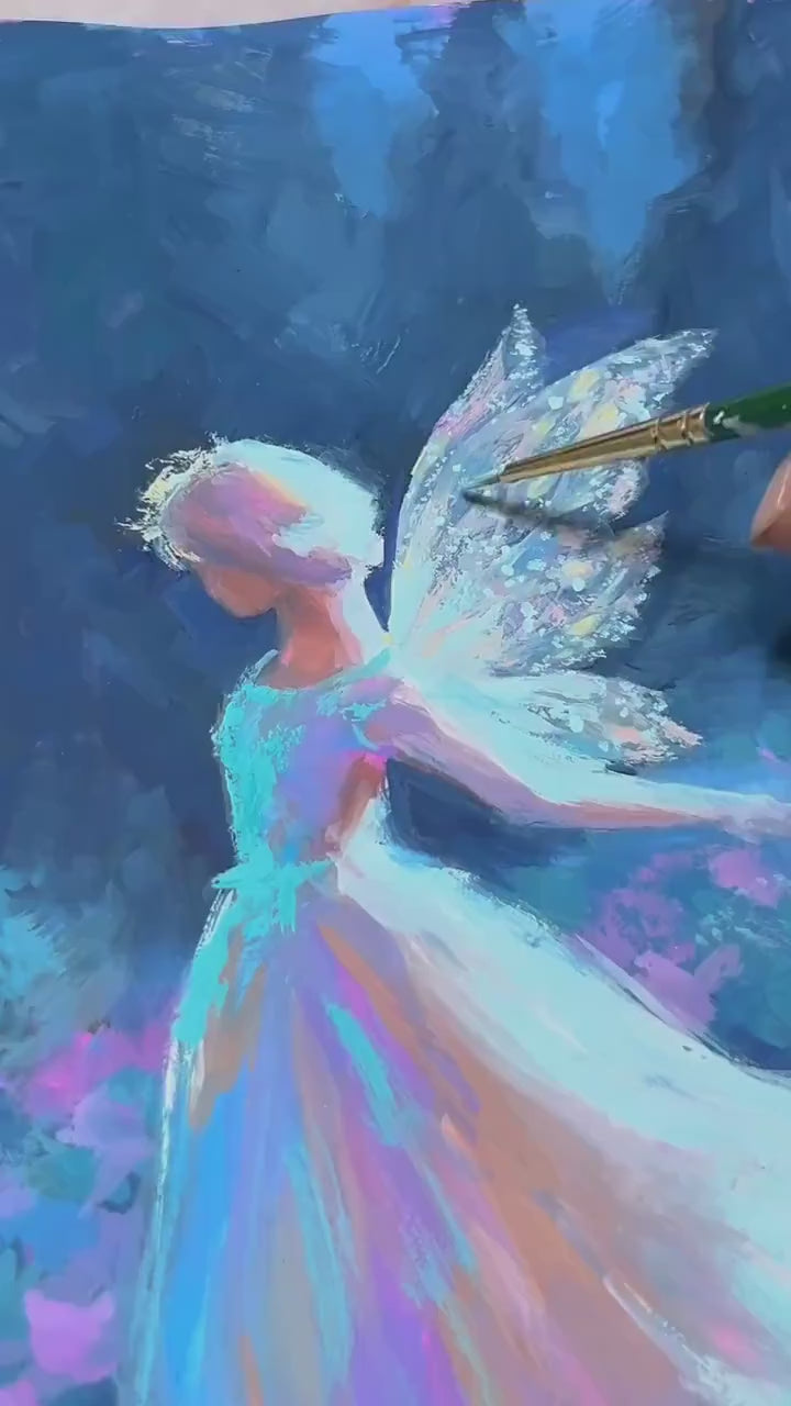Fairy Art Print: "fleeting fae" from original Gouache Painting -  inspired by fantasy novels and fairy tales