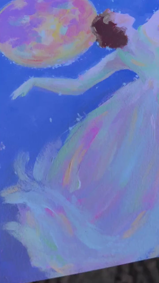 a woman's place - art print from original acrylic painting - celestial witchy moon lovers