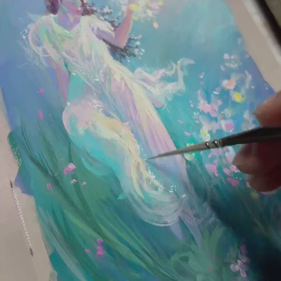 Pastel Gouache Art Print: "Spring will come" Maiden - spring goddess calming magical romantic pastel-color