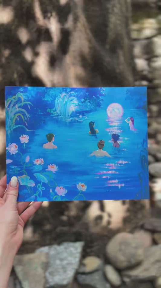 the untethered moon - art print from original acrylic painting