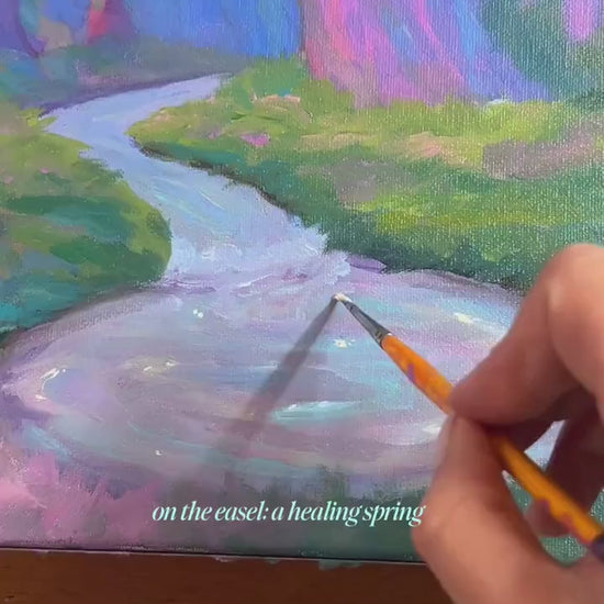 healing spring - fantasy landscape art print from original acrylic painting