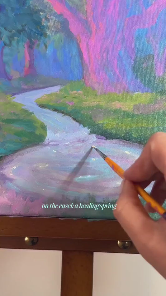 healing spring - fantasy landscape art print from original acrylic painting